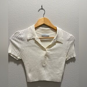 White Collared Waffle Brandy Shirt